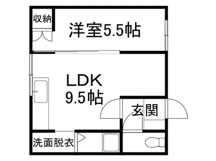 エレガンスわかな(1DK/2階)の間取り写真