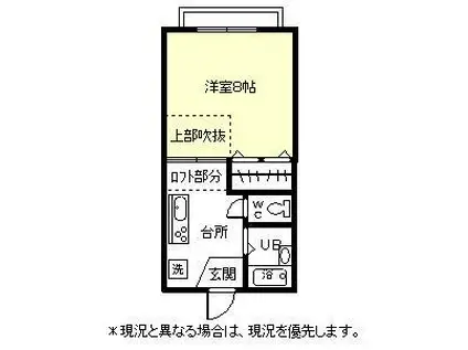 エディアス湯田 B(1K/2階)の間取り写真
