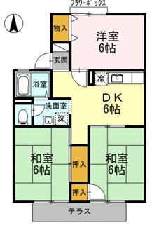 ビラ国分寺A棟(3DK/1階)の間取り写真