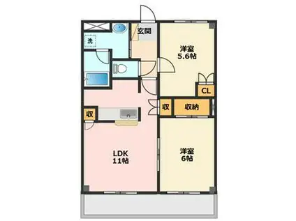 アメニティパークC(2LDK/3階)の間取り写真