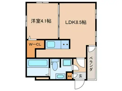 CHERIM 堀田(1LDK/2階)の間取り写真