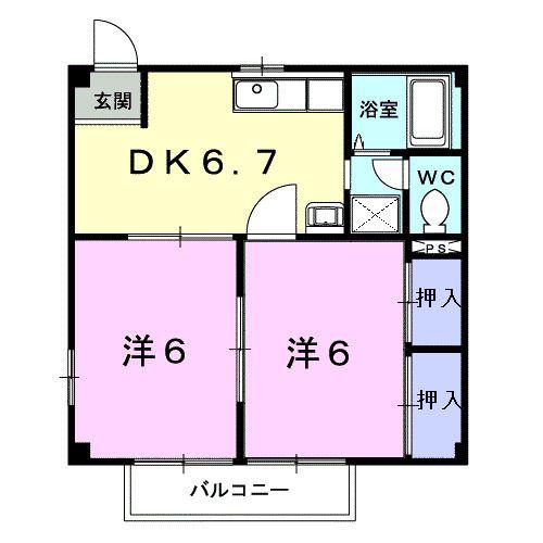 フランボワーズ(2DK/2階)の間取り写真
