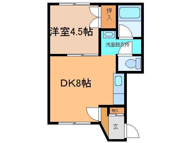 とまとハウス(1DK/2階)の間取り写真
