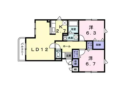 五稜郭ピュア-I(2LDK/2階)の間取り写真