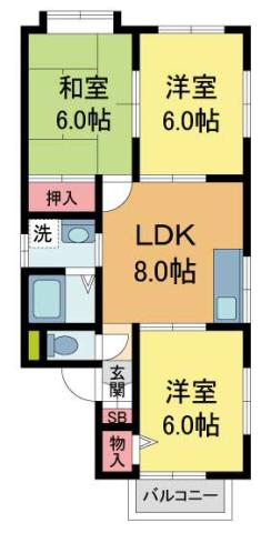 レークサイドIII(3LDK/1階)の間取り写真