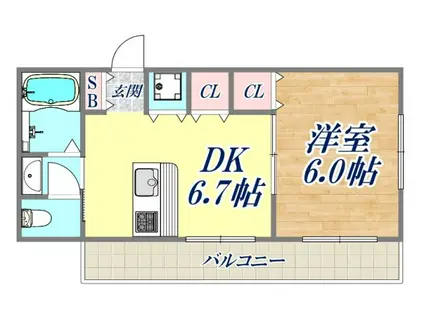 ハイローム北昭和Ⅲ(1DK/3階)の間取り写真