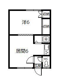 テラスハウス忠和(1DK/1階)の間取り写真