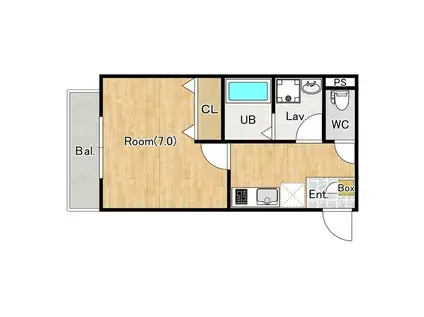 カレント大和田(1K/1階)の間取り写真