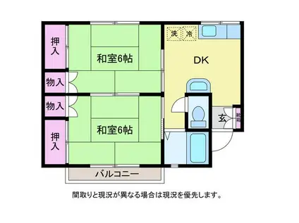 ベルハウス(2DK/2階)の間取り写真