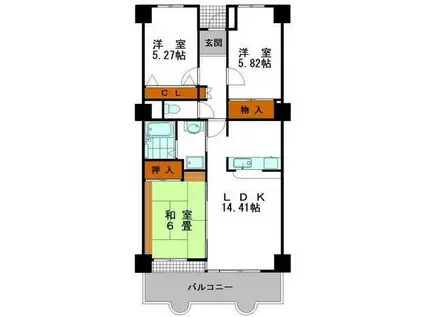 シャトゥ・ブランシェ(3LDK/3階)の間取り写真