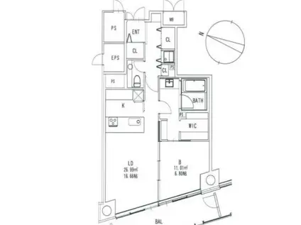 CHASKA CHAYAMACHI RESIDENCE(1LDK/12階)の間取り写真