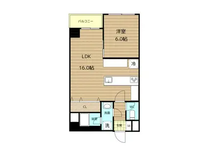 本町セントラルハイツ(1LDK/3階)の間取り写真