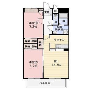 MAISON・DE・CHOCOLAT(2LDK/2階)の間取り写真