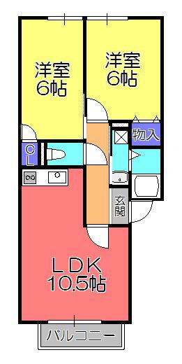 リサージュA(2LDK/1階)の間取り写真