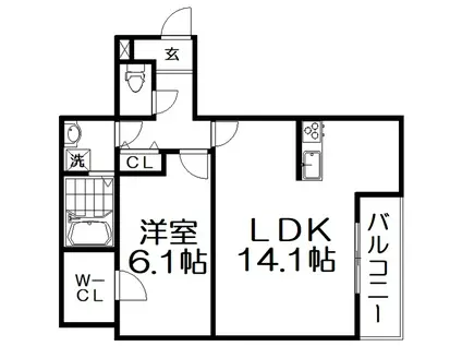 シエーナ楠葉ジェミオス(1LDK/2階)の間取り写真