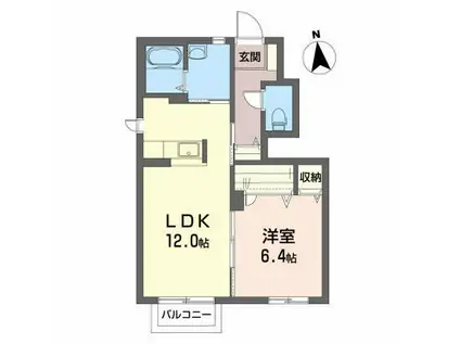 プログレスながいA(1LDK/1階)の間取り写真