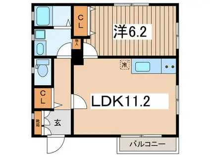 メゾンAK(1LDK/2階)の間取り写真