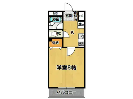 イーストサイドミネ2(1K/1階)の間取り写真