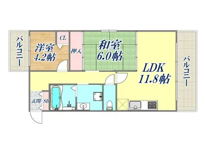 シャロームテラス(2LDK/3階)の間取り写真
