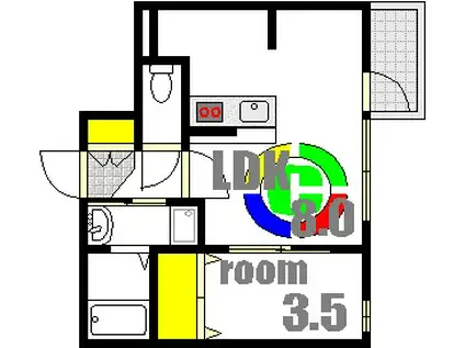 月光江波本町さくら(1LDK/1階)の間取り写真