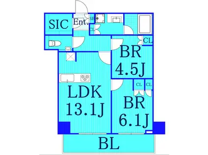 横浜ミッドベースタワーレジデンス(2LDK/6階)の間取り写真