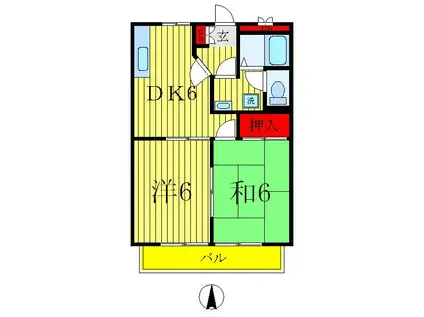 ボナール(2DK/3階)の間取り写真