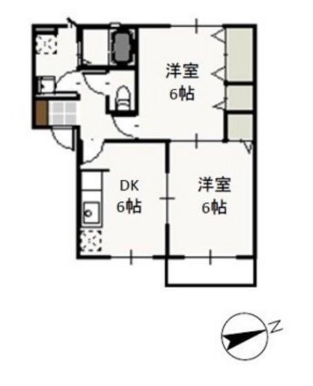ベルエポックS(2DK/2階)の間取り写真