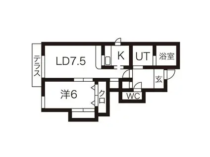 JR東北本線 盛岡駅 徒歩48分 2階建 築18年(1LDK/1階)の間取り写真