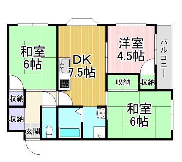 ガーデンテラス金ケ原(3DK/2階)の間取り写真