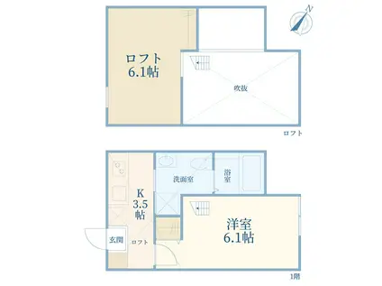 YDB鶴間(1K/2階)の間取り写真