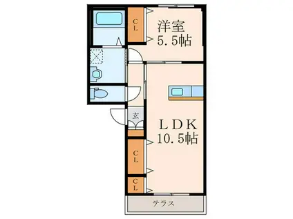 メゾン嶋田(1LDK/2階)の間取り写真