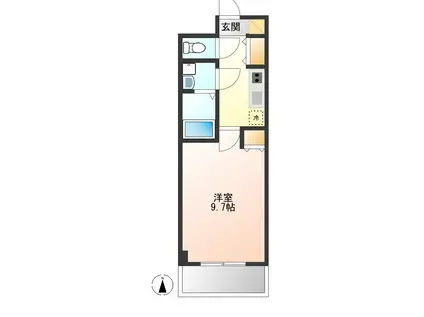 ファインクレスト府中(1K/3階)の間取り写真