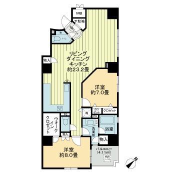 グランドステージ海岸通(2LDK/3階)の間取り写真