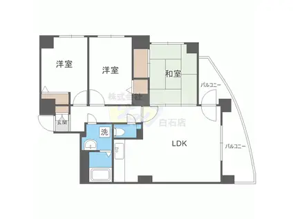 タワーマンション粕谷III(3LDK/2階)の間取り写真