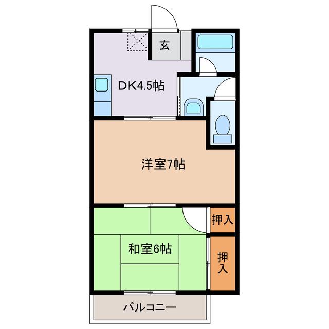 メゾンクリーン(2DK/2階)の間取り写真