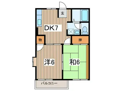 けやきハイツI(2DK/2階)の間取り写真