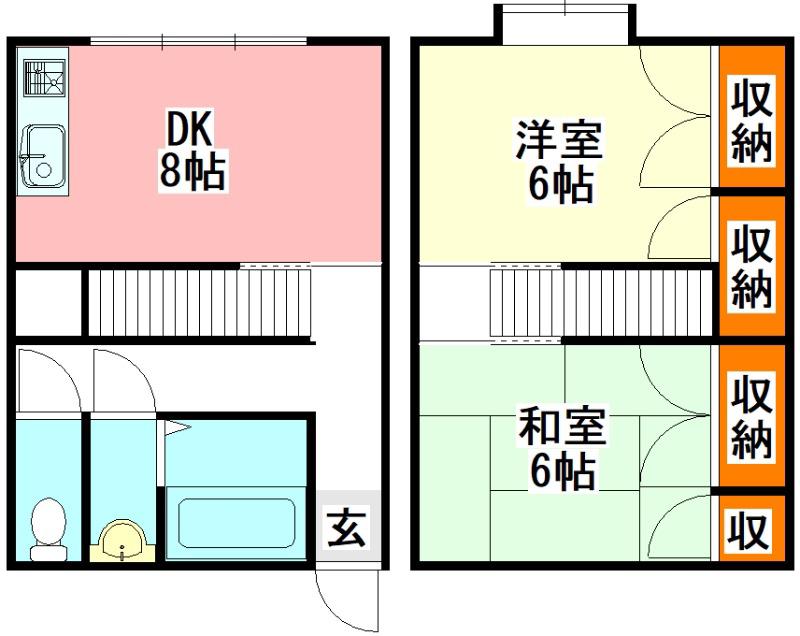 みつわ鋼機寮(2DK/1階)の間取り写真