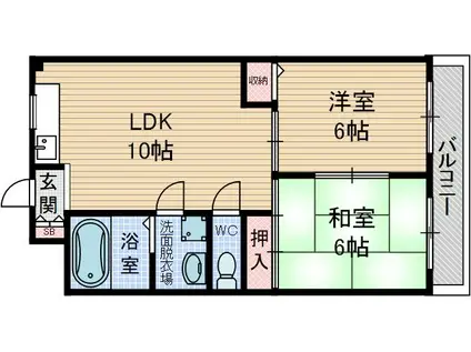 水尾ちとせハイツ(2LDK/1階)の間取り写真