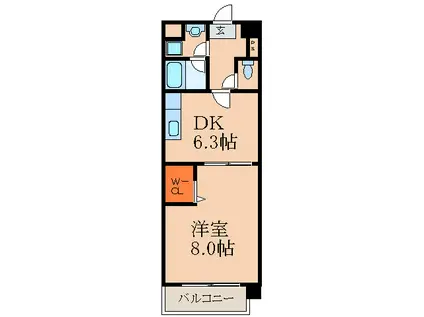 ヴィレッジ蔵人(1DK/5階)の間取り写真