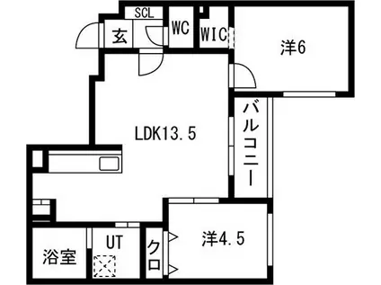 月寒西1-9MS(2LDK/2階)の間取り写真