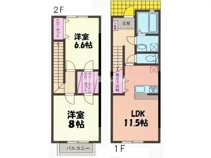 ノイ シュロス 壱番館(2LDK/1階)の間取り写真