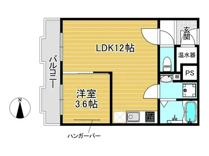 百万遍ハイツ(1LDK/4階)の間取り写真