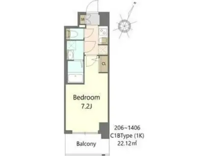 S-RESIDENCE大和田ALINE(1K/2階)の間取り写真