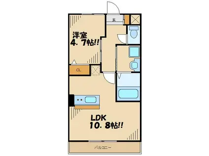 ウイングコート(1LDK/2階)の間取り写真