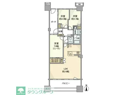 ヨコハマオールパークス第二街区(3LDK/9階)の間取り写真