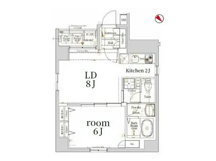 LOG銀座東(1LDK/6階)の間取り写真