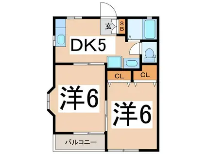 リラ・ファルベン(2DK/1階)の間取り写真