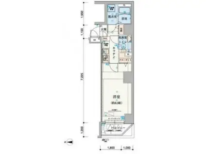 リヴシティ上野入谷(1K/7階)の間取り写真