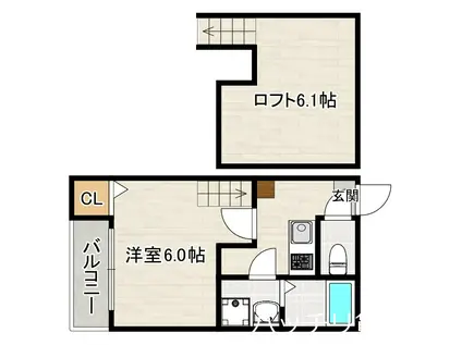 ハーモニーテラス下山門(1K/1階)の間取り写真