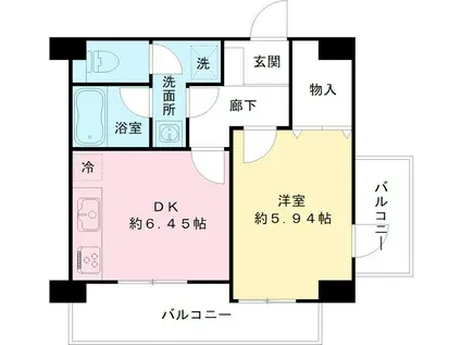 カサ・ヴェルデ(1DK/3階)の間取り写真